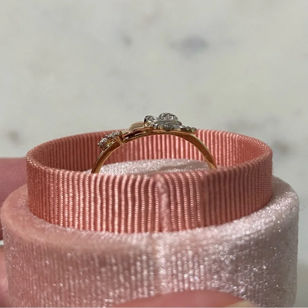 14k Solid Yellow & Rose GOLD Butterfly Ring Size 10 - Picture 5 of 10